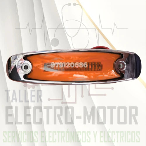 Faro Lateral Ovalado Plano 12Led 12/24V Aro Metal Plateado