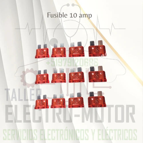 FUSIBLE DE 10 AMP paquete de 50 unidades