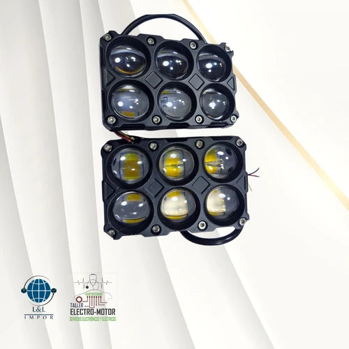 Faro de Trabajo 6 Lupas Luz LED 90W Dual Blanca y Amarilla PRUNUZ 1